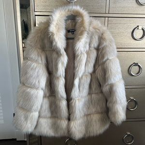 Beige faux fur coat